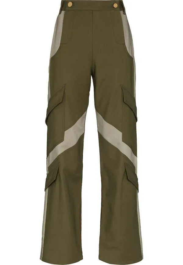 Dion Lee raka byxor med panel - Grön