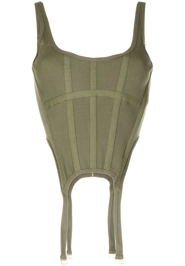 Dion Lee ribbad militärkorsett - Grön