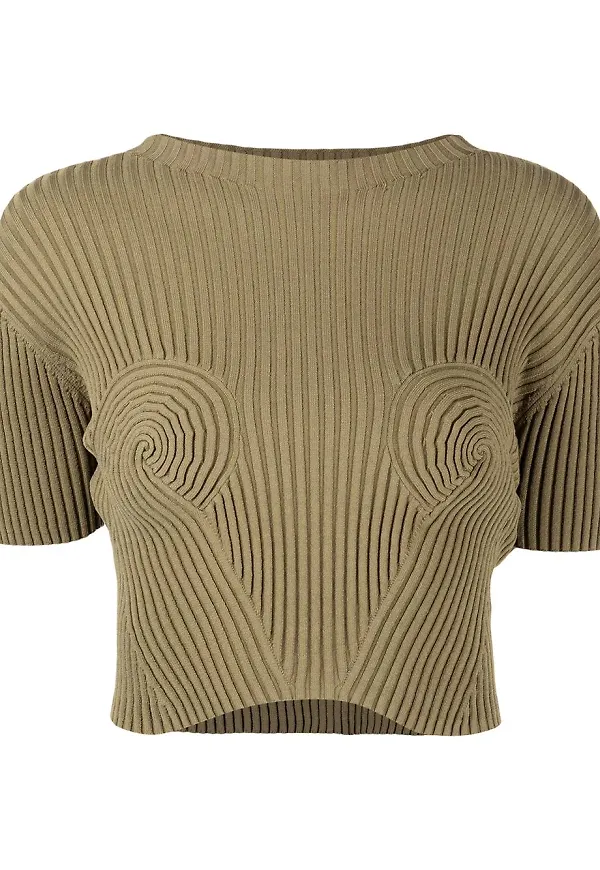 Dion Lee ribbad t-shirt - Grön