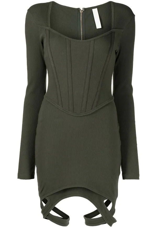 Dion Lee ribbad tajt klänning - Grön