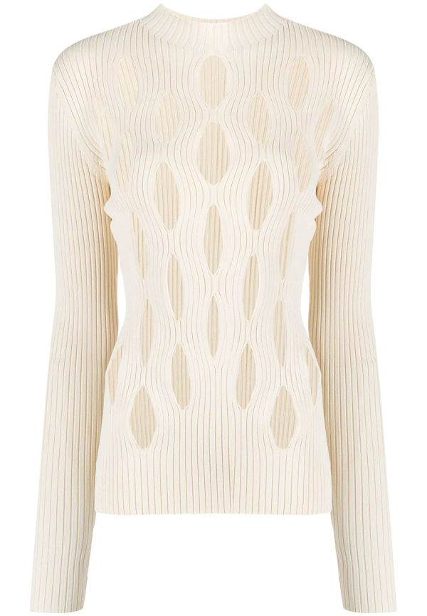 Dion Lee ribbad tröja med utskuren detalj - Vit