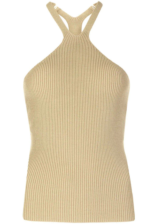 Dion Lee ribbad väst med halterneck - Brun