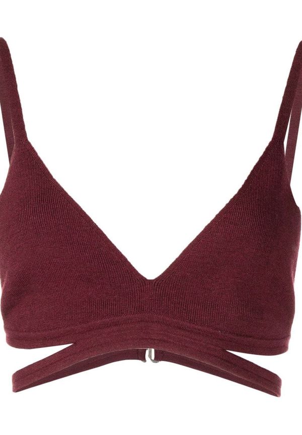 Dion Lee ribbstickad BH med e-hake - Röd