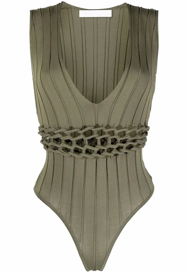 Dion Lee ribbstickad body - Grön