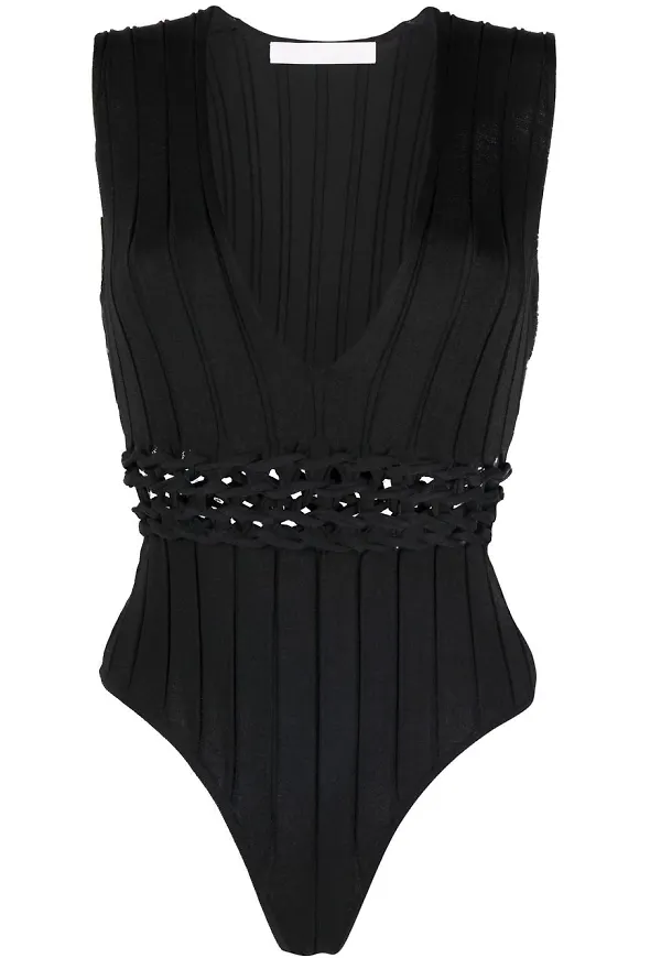 Dion Lee ribbstickad body - Svart