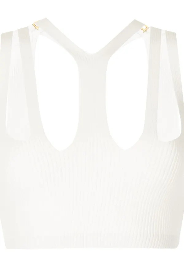 Dion Lee ribbstickad croptop - Vit