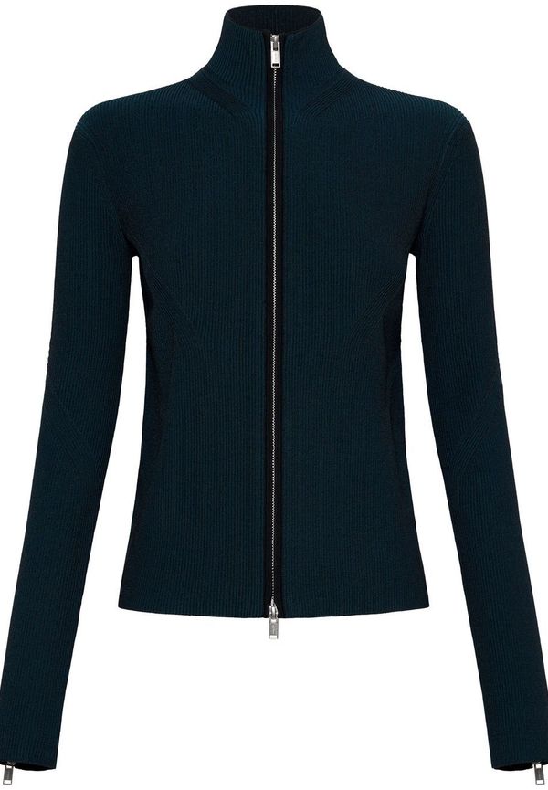 Dion Lee ribbstickad kofta med dragkedja - Blå