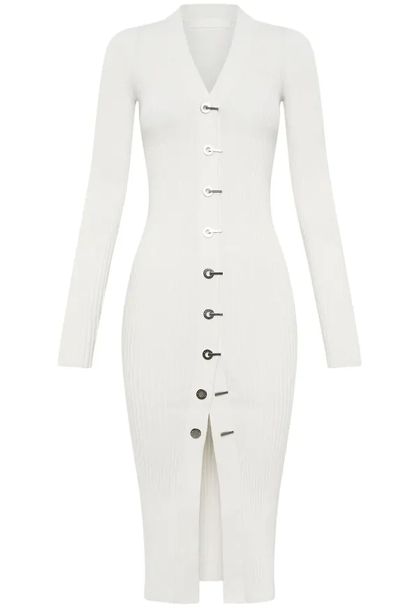 Dion Lee ribbstickad midiklänning - Vit