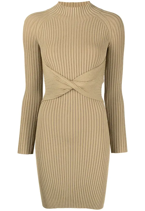 Dion Lee ribbstickad miniklänning med vriden detalj - Grön