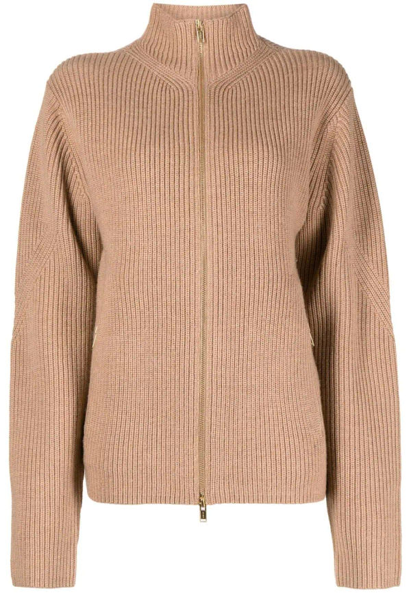 Dion Lee ribbstickad tröja med dragkedja - Brun