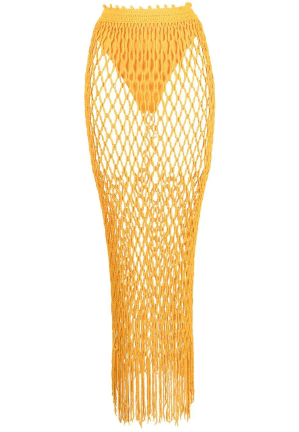Dion Lee skir virkad kjol med fransar - Orange