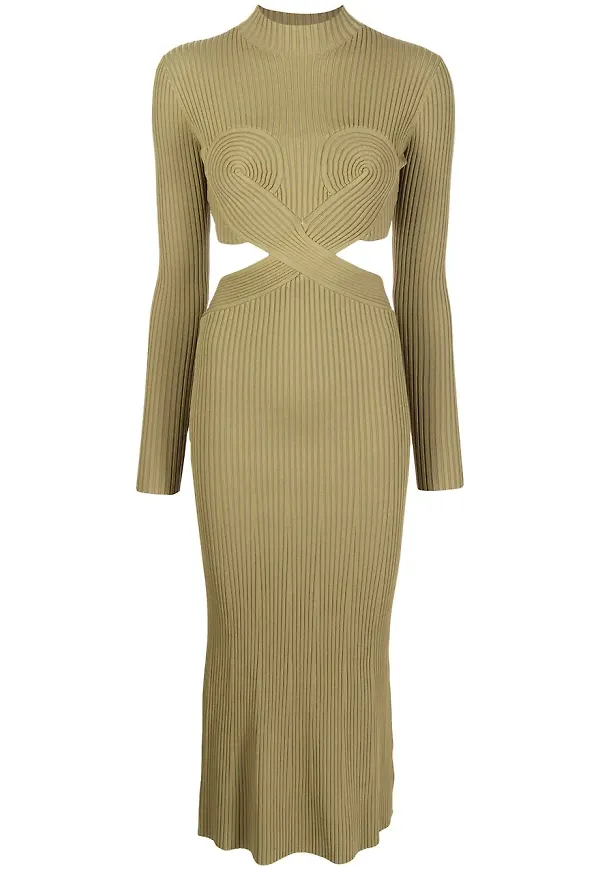 Dion Lee Spiral ribbad klänning - Grön