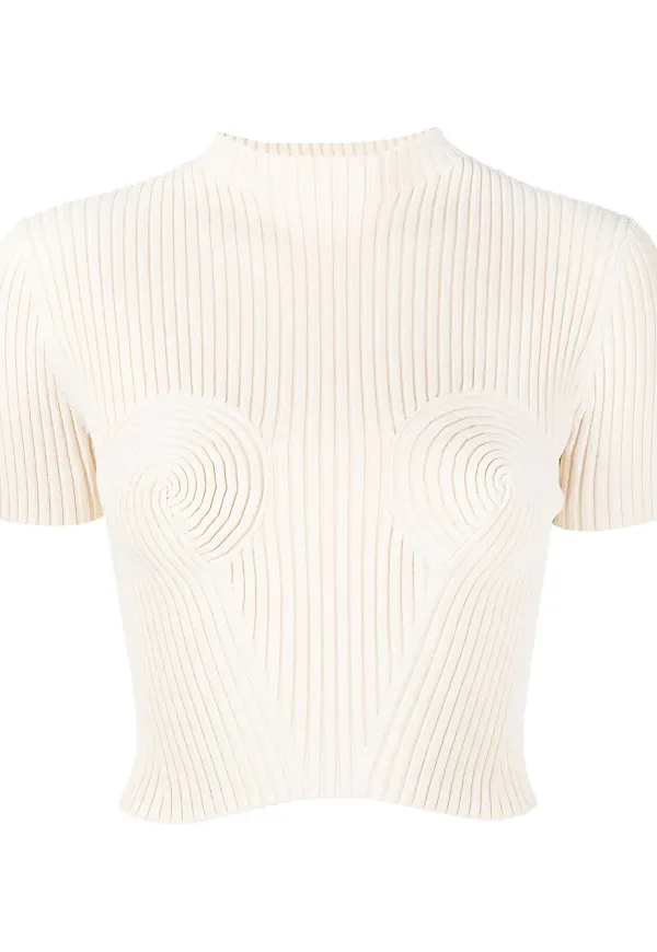 Dion Lee Spiral ribbstickad topp - Neutral