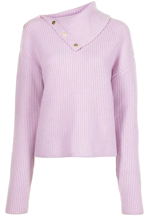 Dion Lee stickad tröja med tryckknapp - Lila