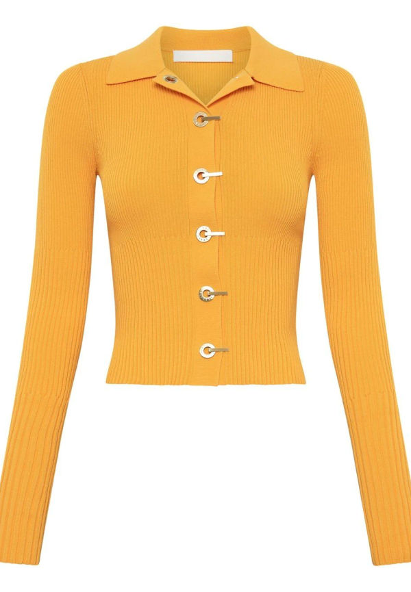 Dion Lee tonad ribbstickad kofta - Gul