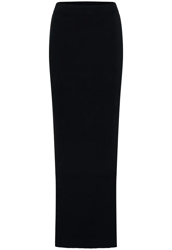 Dion Lee tonad ribbstickad maxikjol - Svart