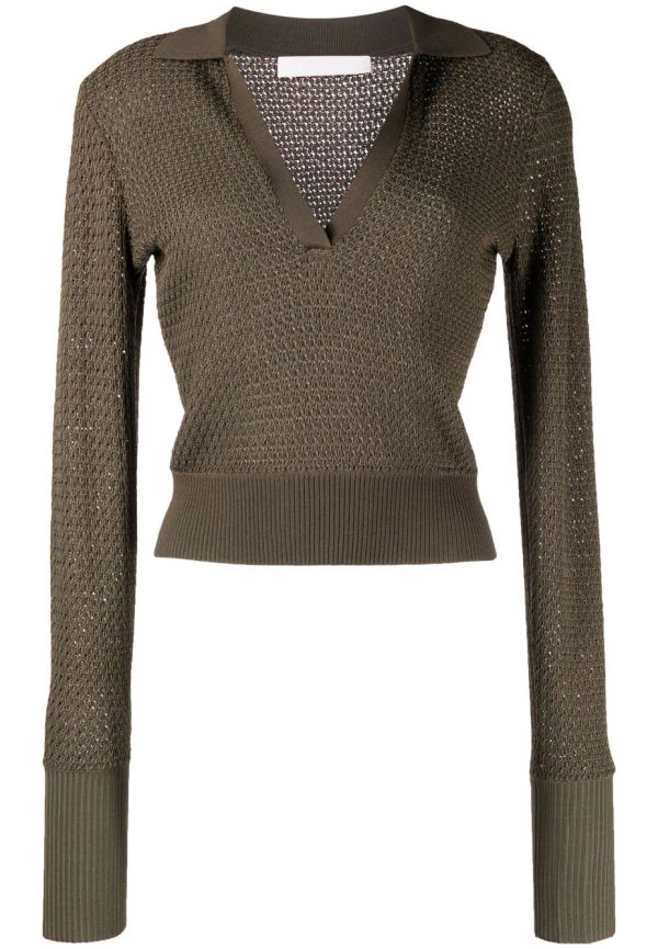 Dion Lee v-ringad tröja - Grön