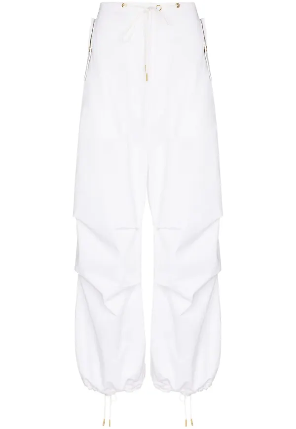 Dion Lee vida byxor med dragsko i midjan - Vit