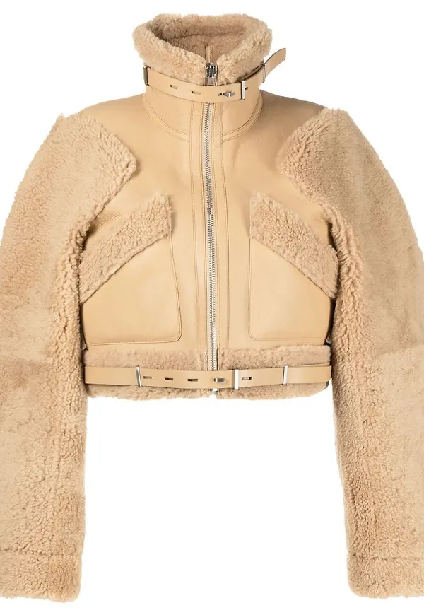 Dion Lee vändbar fårskinnsjacka - Neutral