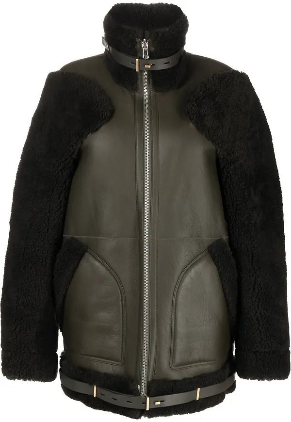 Dion Lee vändbar fårskinnskappa - Grön