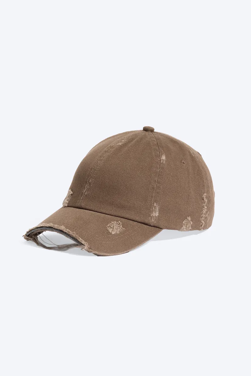 Distressed Cotton Canvas Baseball Cap