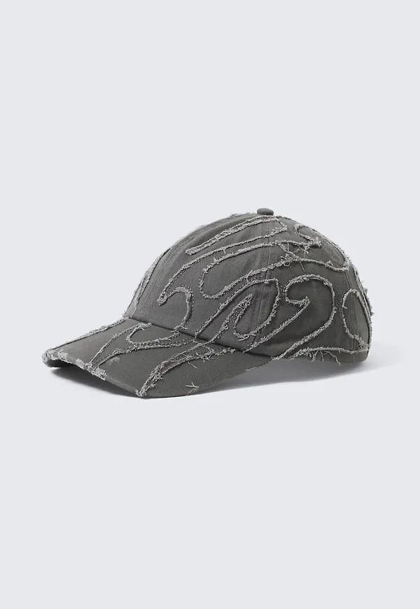 Distressed Cotton Canvas Baseball Cap
