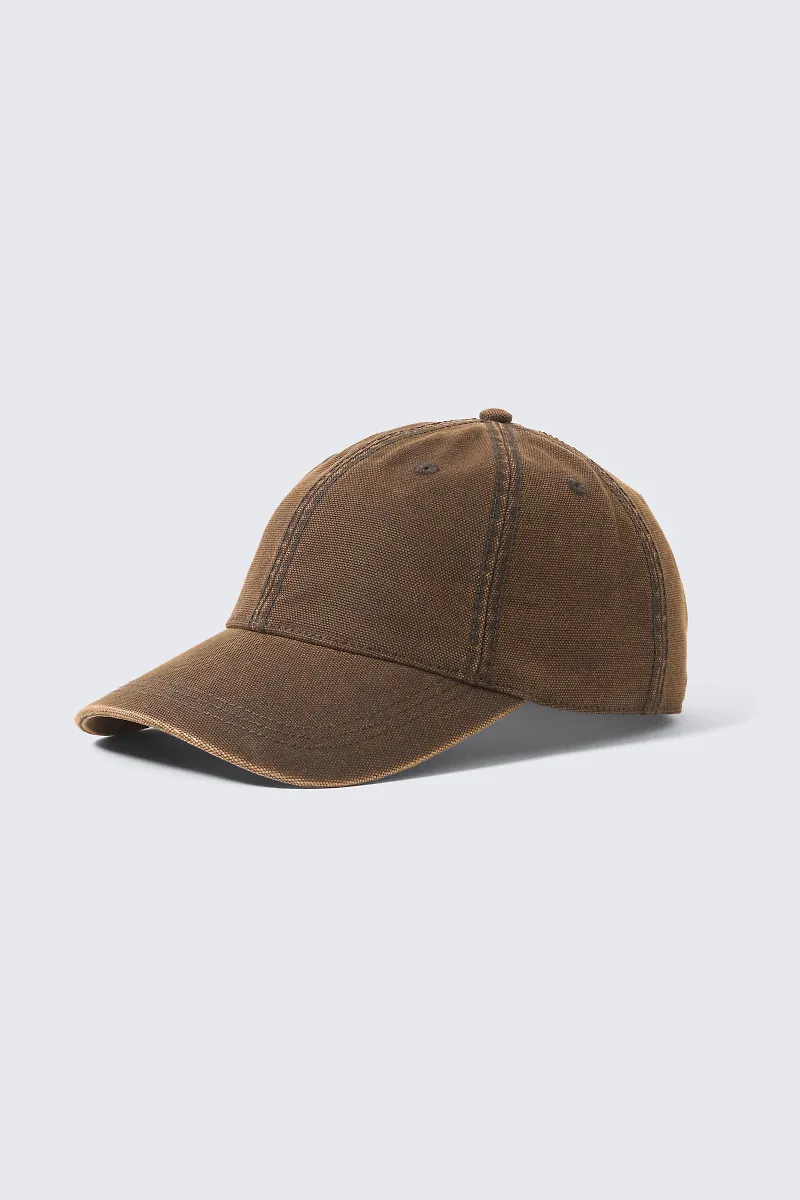 Distressed Cotton Canvas Baseball Cap
