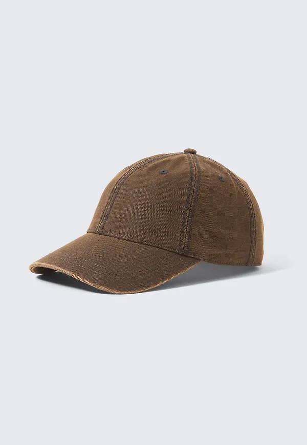 Distressed Cotton Canvas Baseball Cap