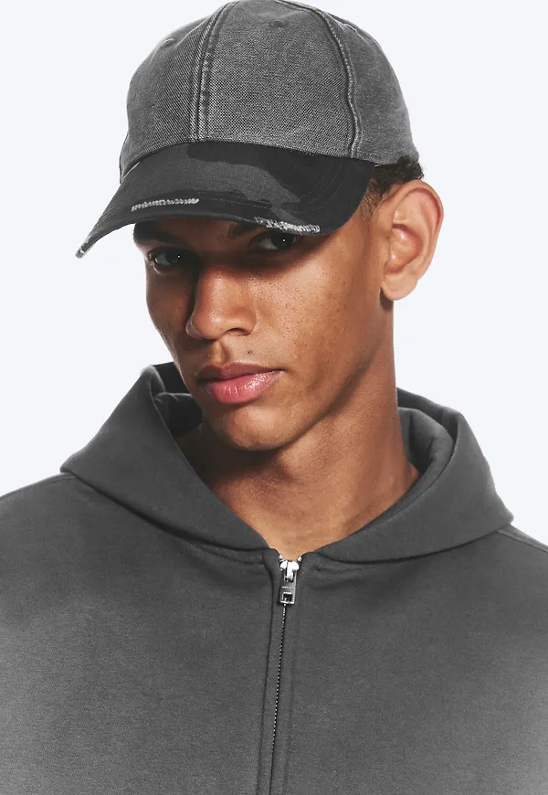 Distressed Cotton Canvas Baseball Cap