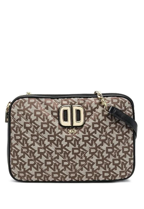 DKNY axelremsväska i jacquard - Neutral
