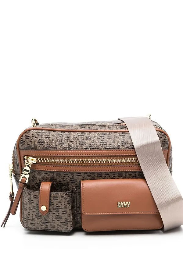 DKNY axelväska med monogram - Brun