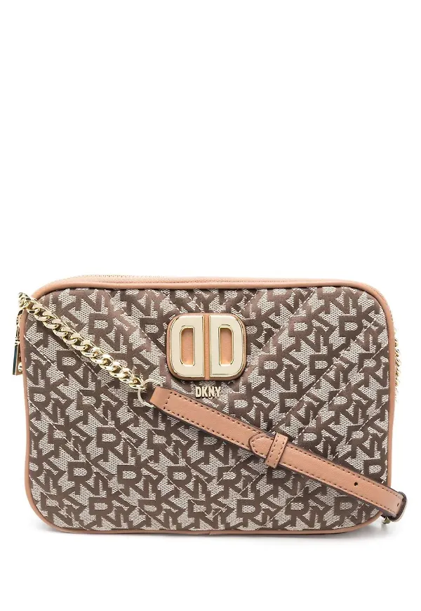 DKNY axelväska med monogram - Brun