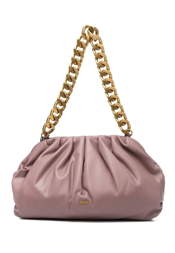 DKNY axelväska med plisserad detalj - Lila