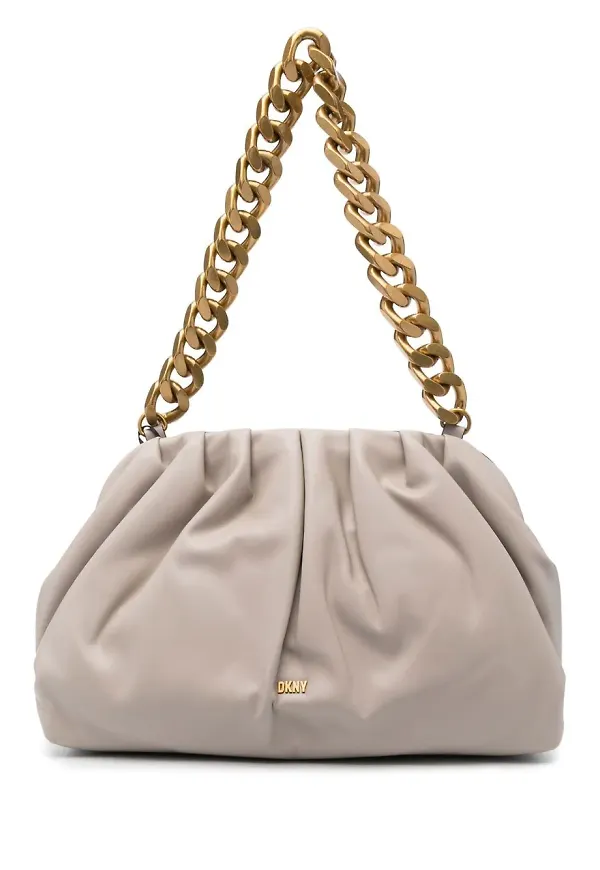 DKNY axelväska med plisserad detalj - Neutral