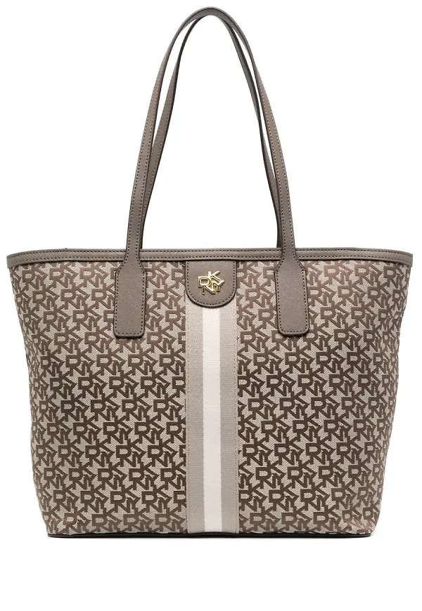 DKNY Carol totebag med monogram - Brun