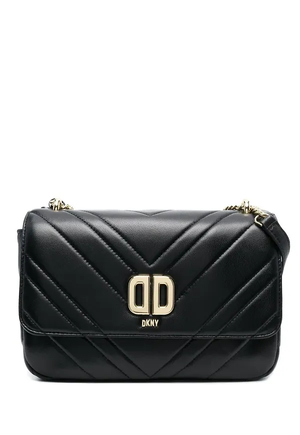DKNY chevronquiltad axelremsväska - Svart