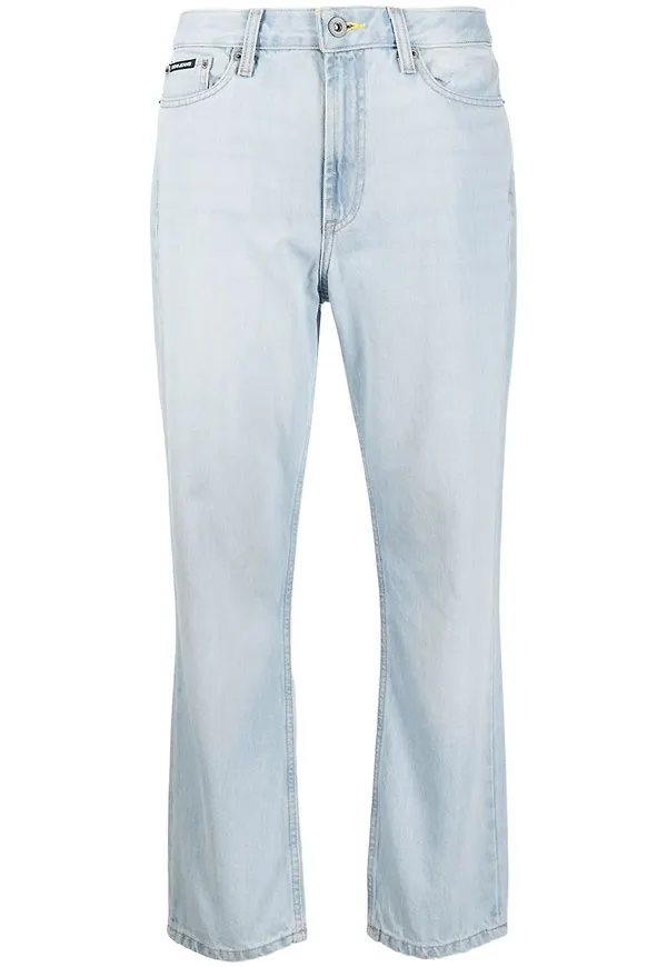 DKNY croppade straight-jeans - Blå