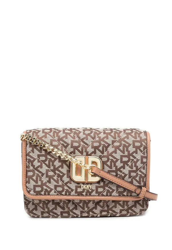 DKNY Delphine axelremsväska med monogram - Neutral