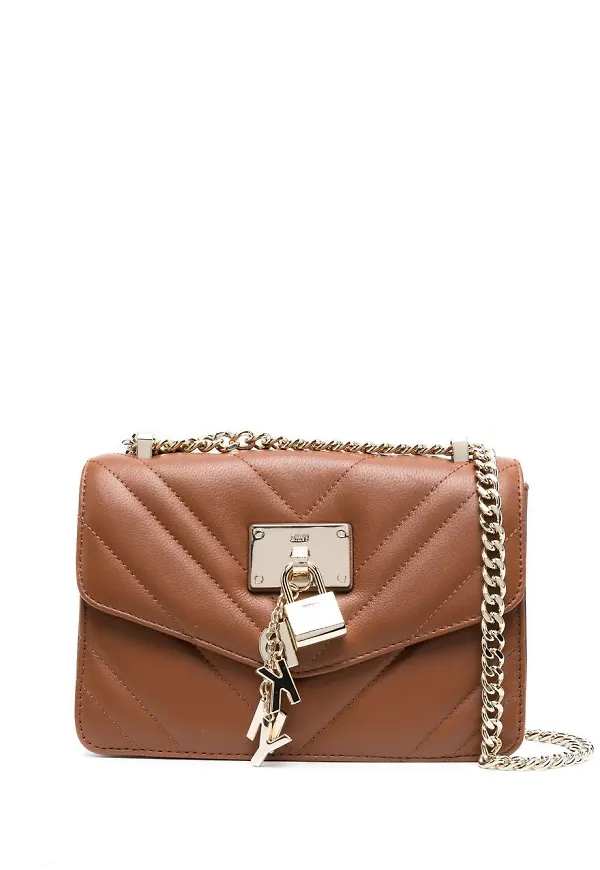 DKNY Elissa quiltad axelremsväska - Brun