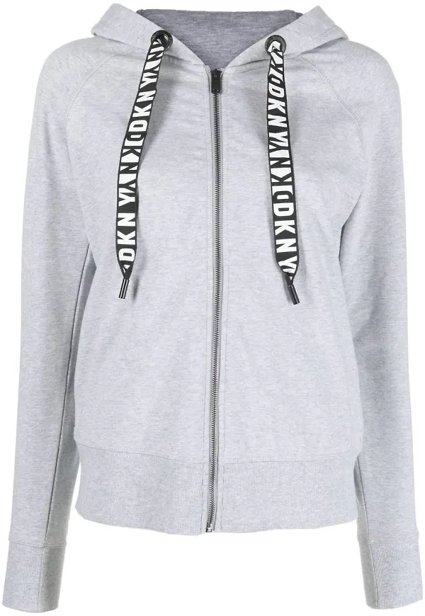 DKNY hoodie med dragsko och logotyp - Grå