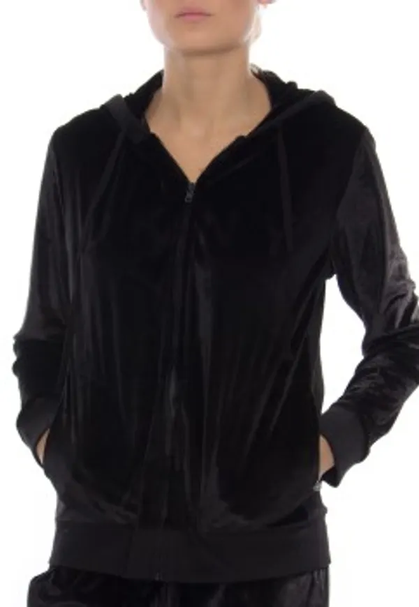 DKNY Insert Logo LS Sleep Hoodie Svart polyester Small Dam