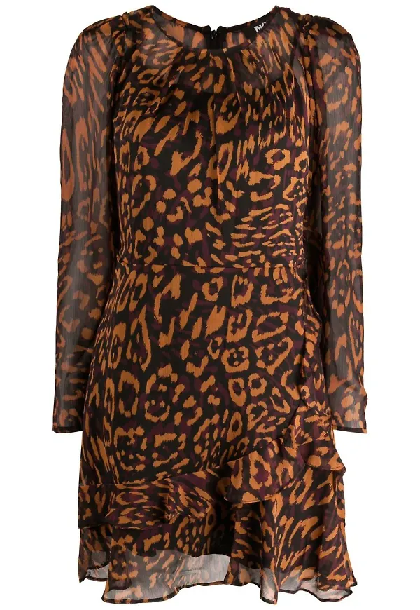 DKNY leopardmönstrad miniklänning - Brun