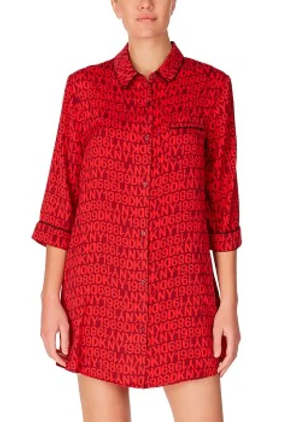 DKNY Only In DKNY Boyfriend Shirt Röd polyester Small Dam