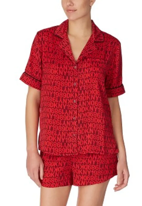 DKNY Only In DKNY Top And Boxer Pj Set Röd polyester Small Dam