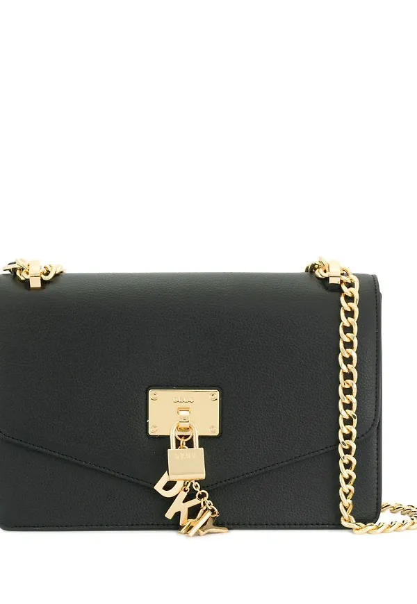 DKNY padlock flap shoulder bag - Svart