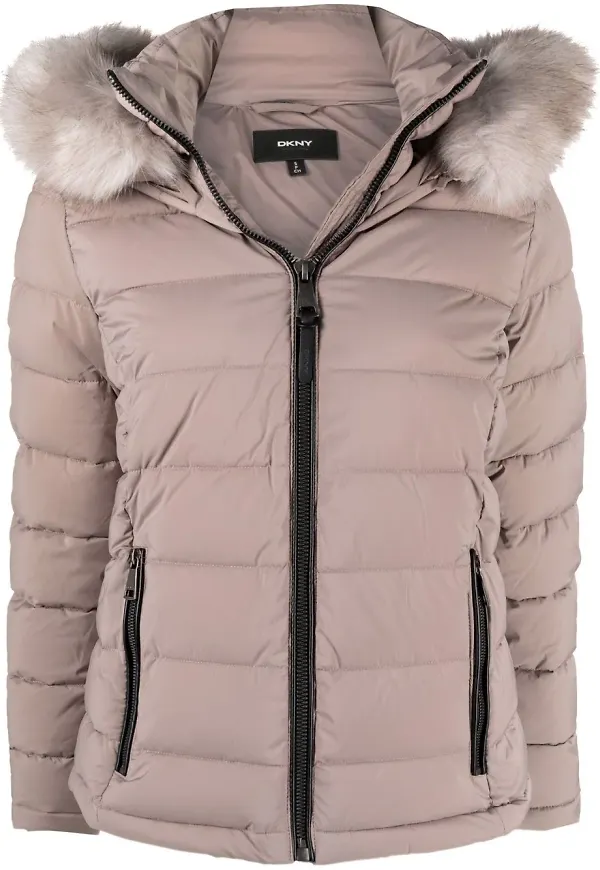 DKNY puffjacka med huva - Grå