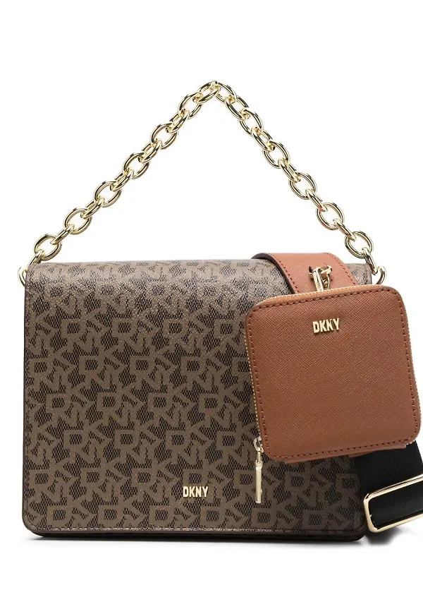DKNY totebag med monogram - Brun