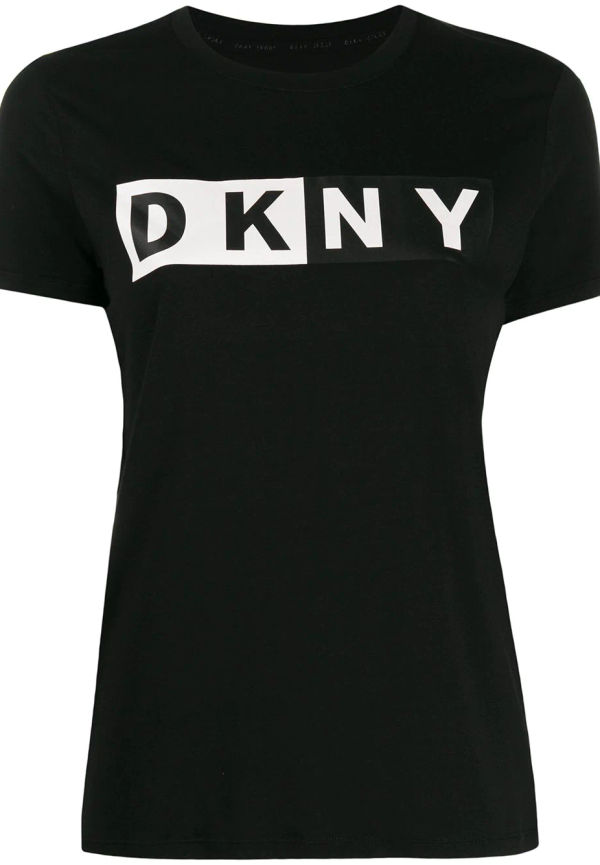 DKNY tvåfärgad t-shirt med logotyp - Svart