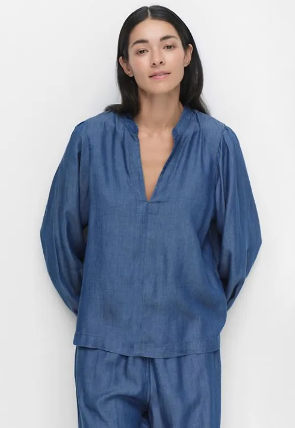 Dobber Cora blouse Blusar DARK BLUE WASH Dam XS