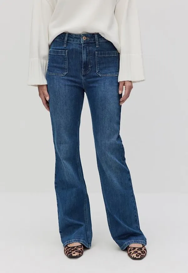 MQ Marqet Dobber Lulu Denim Trousers Bootcut & Flared Jeans Mid Blue Wash Dam 40